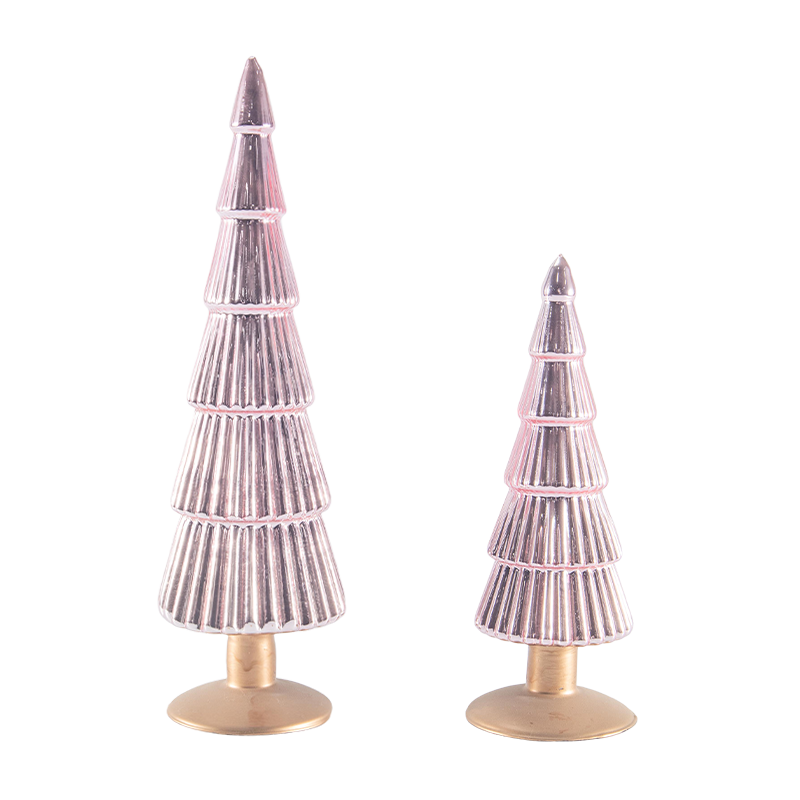 8×20 & 8×25cm Striata Nativitatis Vitri Arbor 2-Piece Set Tabletop Holiday Decor