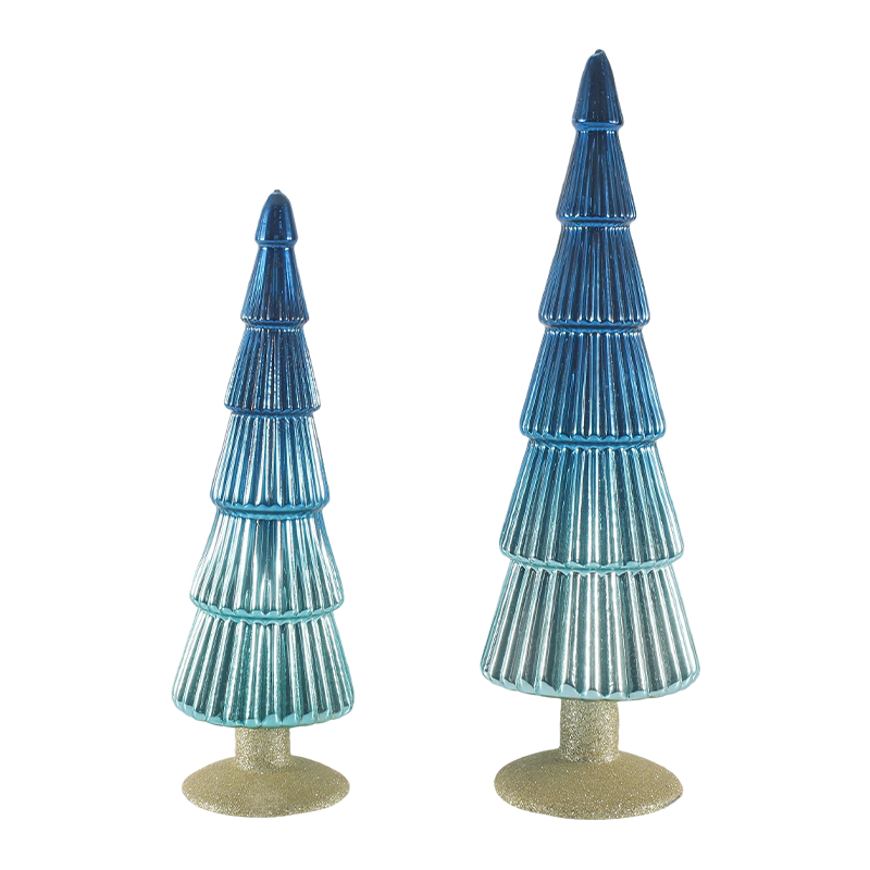 8×20 & 8×25cm Striata Nativitatis Vitri Arbor 2-Piece Set Tabletop Holiday Decor