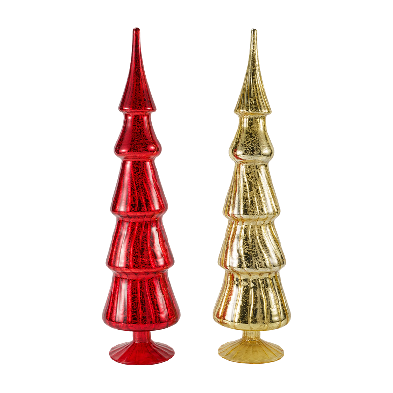 10×40cm Rotating Striata christmas Arbor 2-Piece Set Tabletop Decor