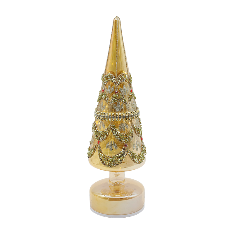 10×30cm Rotating Nativitatis Vitri Arbor cum Luminibus Iridescent Festive Decor DUXERIT