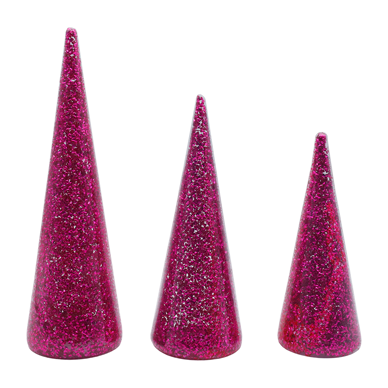 8×20/9×25/10×30cm 3-Pice Glittered Glass Christmas Set with inaedificata-in LED Lumina