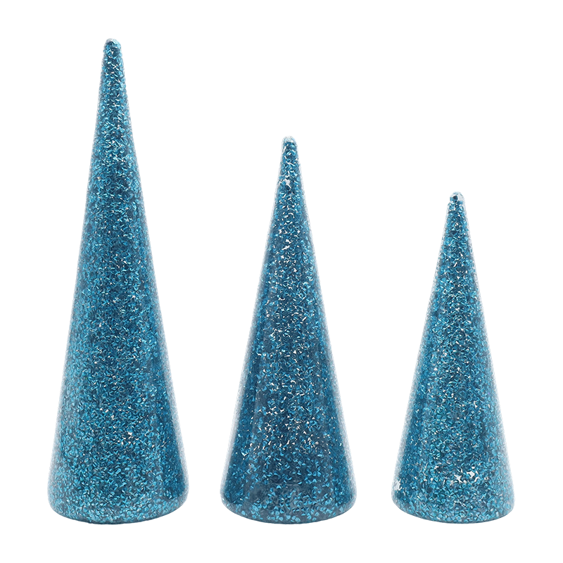 8×20/9×25/10×30cm 3-Pice Glittered Glass Christmas Set with inaedificata-in LED Lumina
