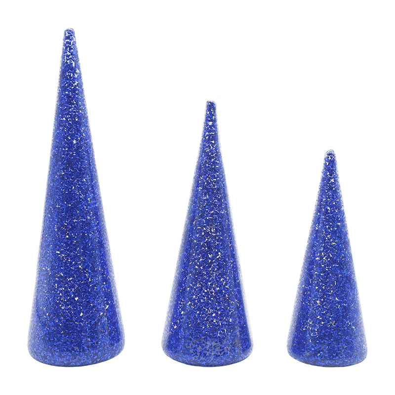 8×20/9×25/10×30cm 3-Pice Glittered Glass Christmas Set with inaedificata-in LED Lumina