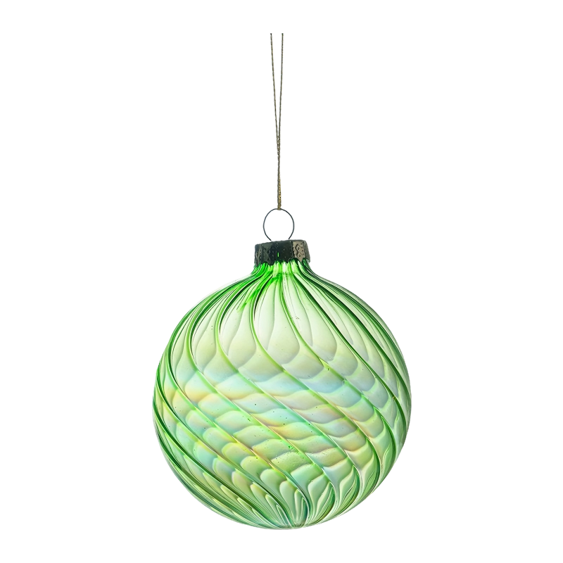 8cm Iridescent Swirl Christmas Glass ball