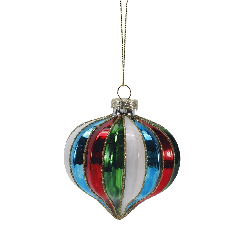 8cm Retro Striped Globus Vitri Nativitatis Ornament Set