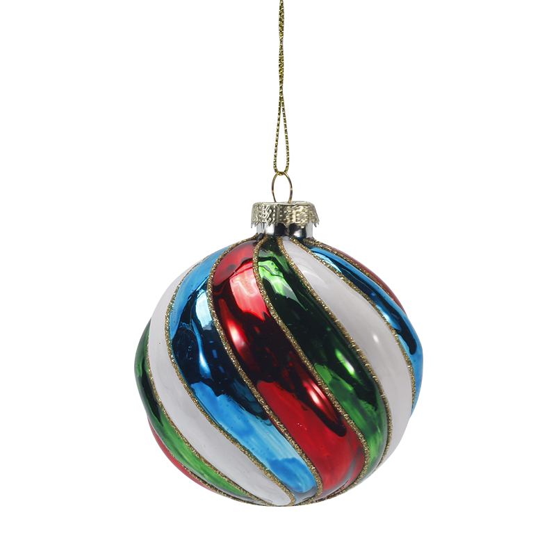 8cm Retro Striped Globus Vitri Nativitatis Ornament Set
