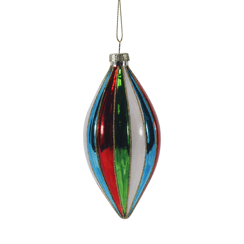 8cm Retro Striped Globus Vitri Nativitatis Ornament Set