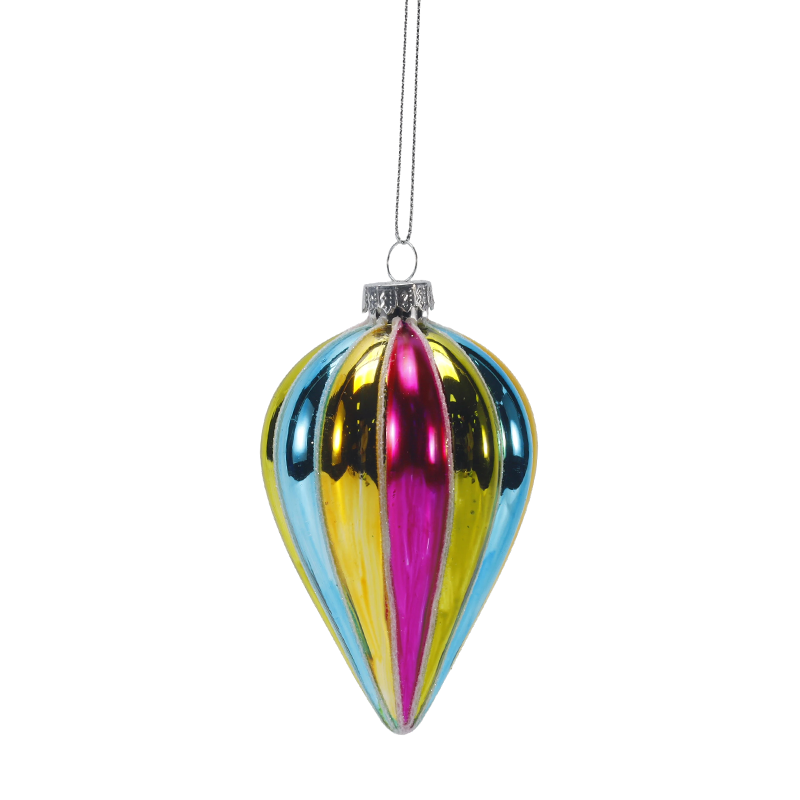 8cm Retro Rainbow Stripe Christmas globus Vitri Ornamentum (Single / Set of 4)