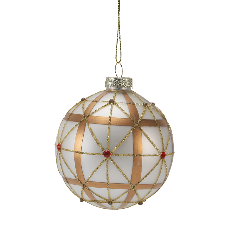 8cm Luxuria Aurum & Red Nativitatis Glass globus Ornament (Single / Set of 3)