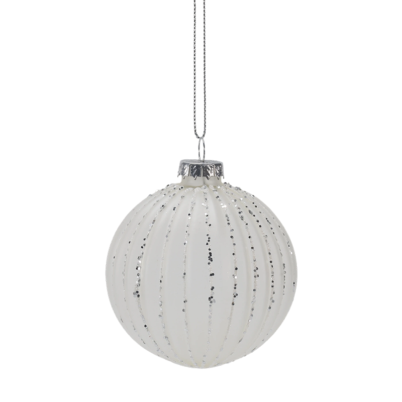 8cm Morandi Stripe Globus Vitri Nativitatis Ornament (Single / Set of 3)