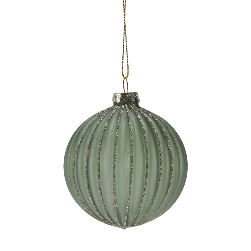 8cm Morandi Stripe Globus Vitri Nativitatis Ornament (Single / Set of 3)