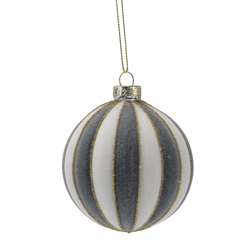 8cm Retro Plaid & Stripe Christmas globus Ornament (Single / Set of 3)
