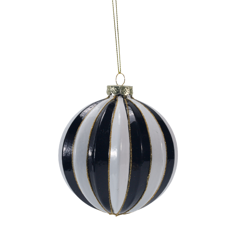 8cm Retro Plaid & Stripe Christmas globus Ornament (Single / Set of 3)