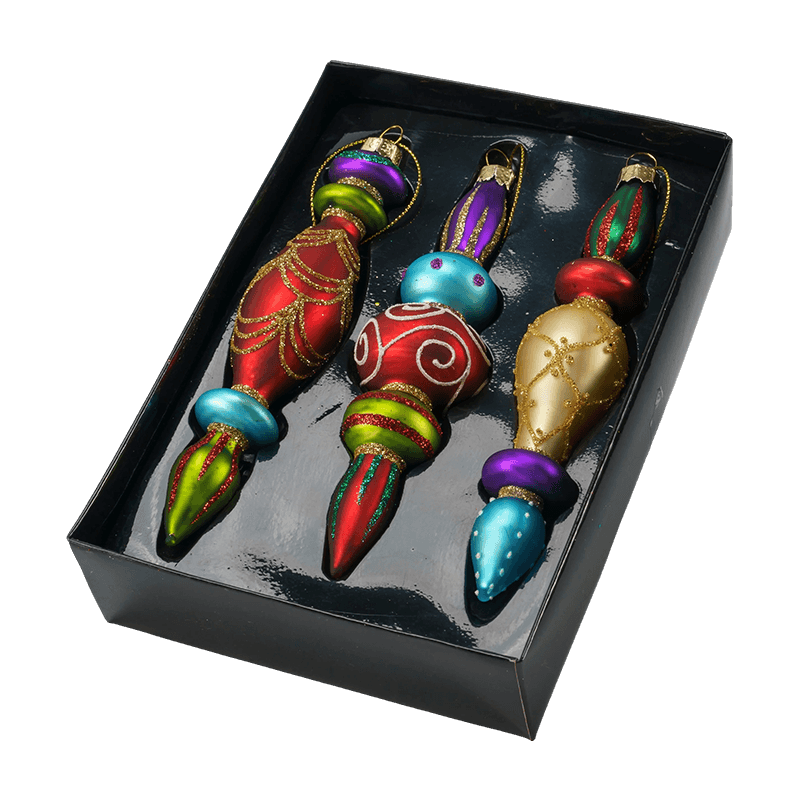 15cm Hand-Canite Finial Nativitatis Vitri Ornamentum Set (3/4 Pieces)