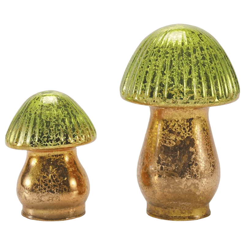 Fungorum Ornamentum vitrum vitrum viridi-Aurum Gradiente Ribbed Mercurius cum duxit ornamentum