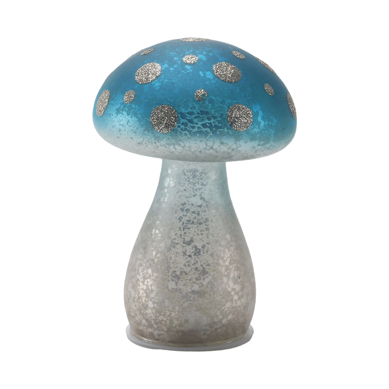Fungorum Ornamentum cum Argentea Glomus Gradiente Blue Frosted vitreum ornamentum maculæ cum duxit ornamentum