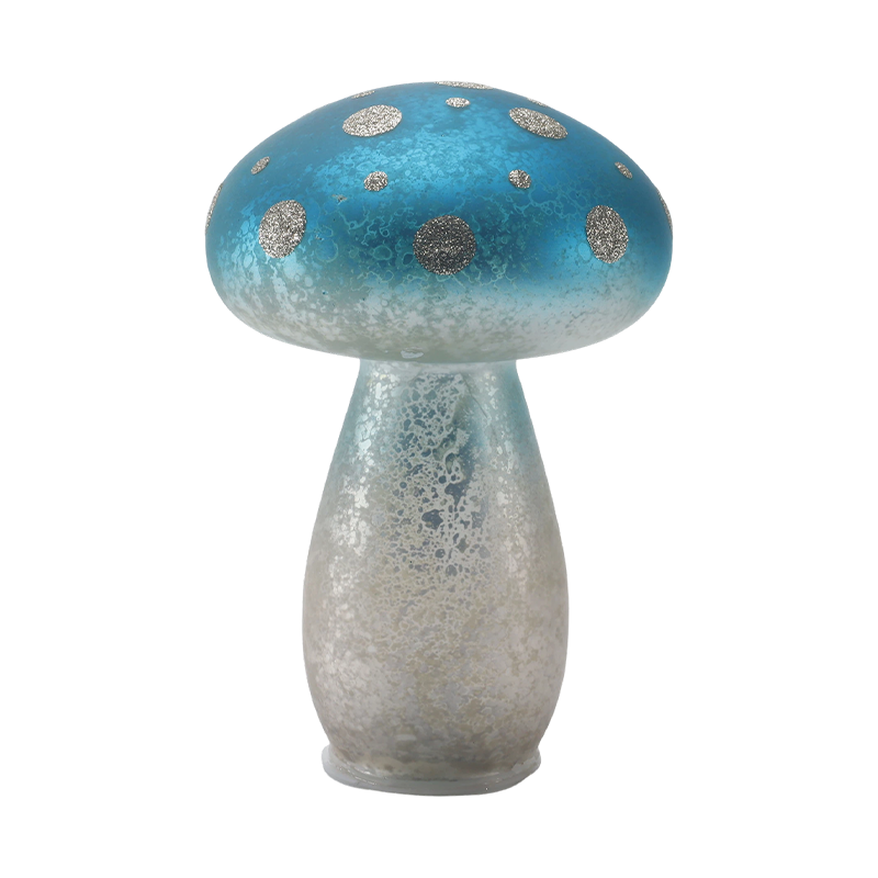 Fungorum Ornamentum cum Argentea Glomus Gradiente Blue Frosted vitreum ornamentum maculæ cum duxit ornamentum