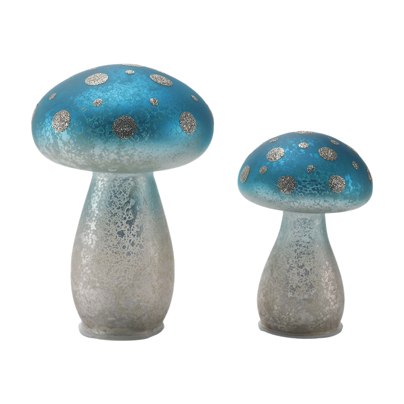 Fungorum Ornamentum cum Argentea Glomus Gradiente Blue Frosted vitreum ornamentum maculæ cum duxit ornamentum