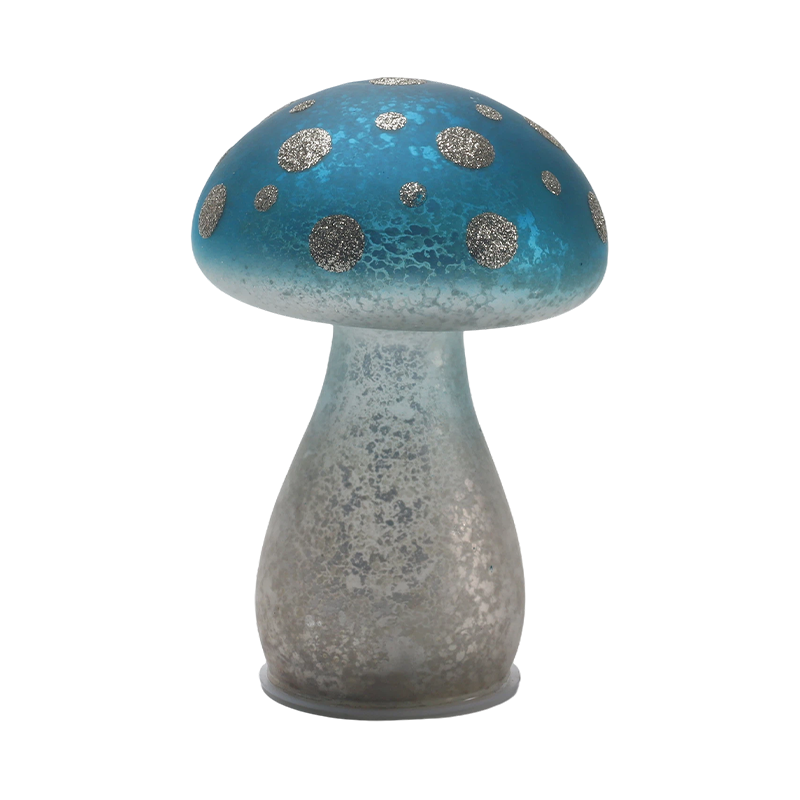 Fungorum Ornamentum cum Argentea Glomus Gradiente Blue Frosted vitreum ornamentum maculæ cum duxit ornamentum