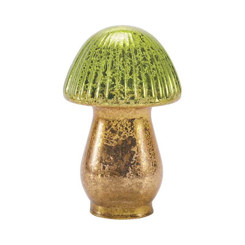 Fungorum Ornamentum vitrum vitrum viridi-Aurum Gradiente Ribbed Mercurius cum duxit ornamentum