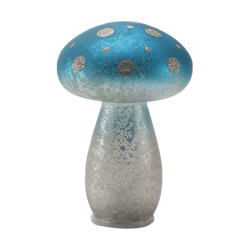Fungorum Ornamentum cum Argentea Glomus Gradiente Blue Frosted vitreum ornamentum maculæ cum duxit ornamentum