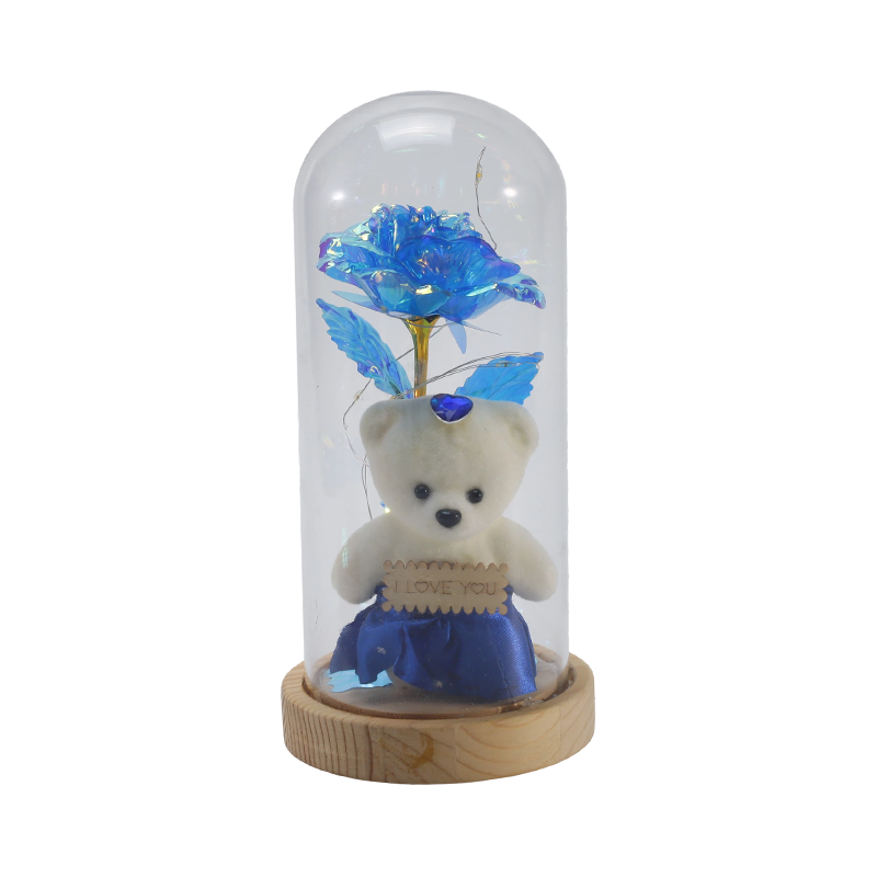 Galaxy Rose Cloche Vitri Lux (In/Sine Teddy Bear, Multiplices Colores)