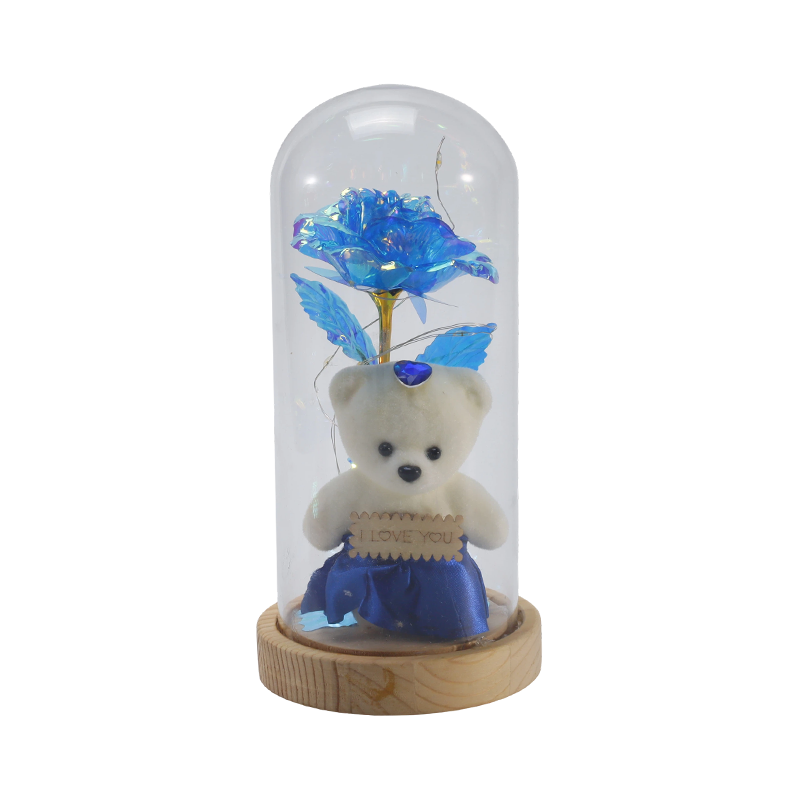 Galaxy Rose Cloche Vitri Lux (In/Sine Teddy Bear, Multiplices Colores)