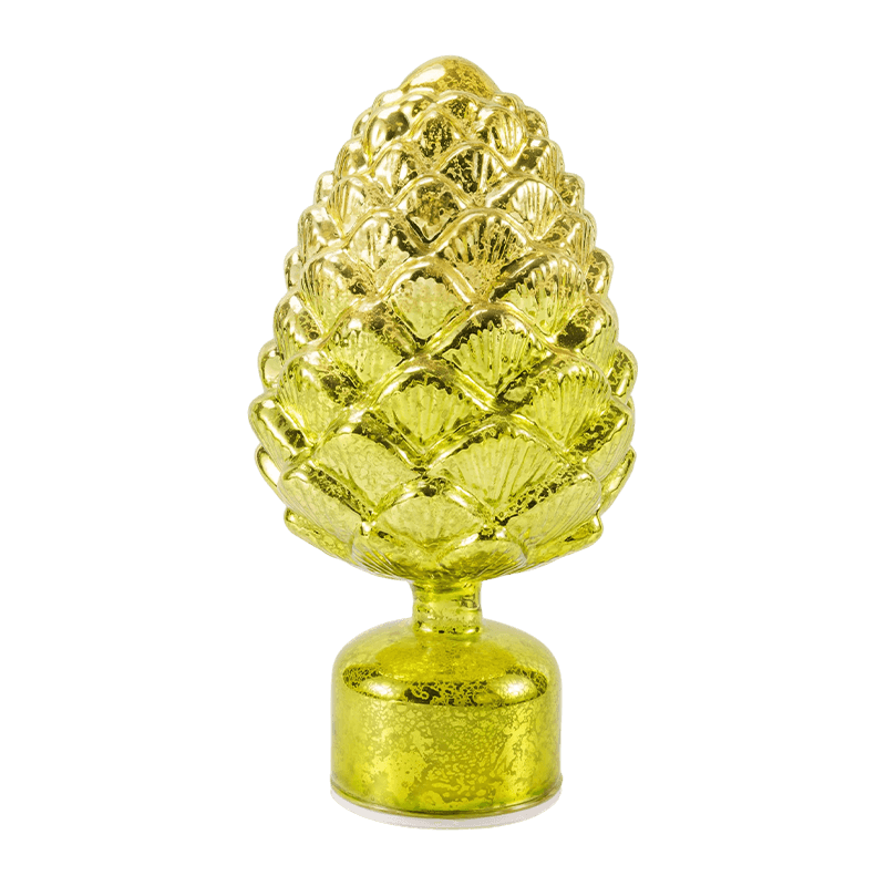 Vindemiatio Mercurius Glass Candle & Pinecone Figurine (Green / Aurum Finish)