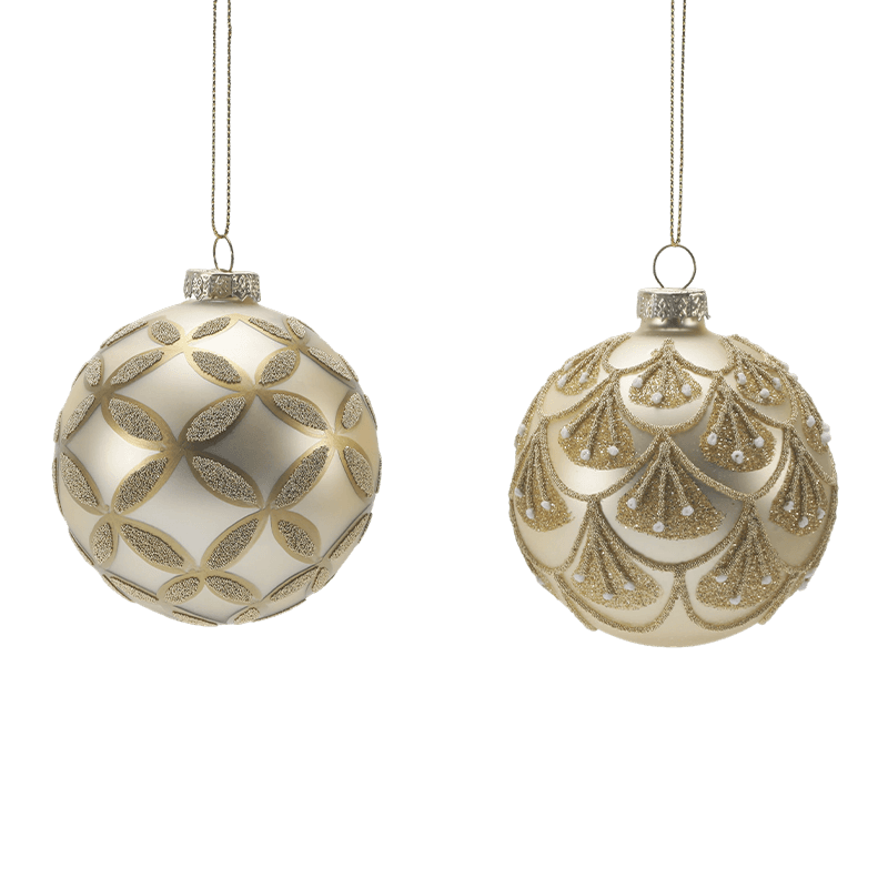 8*8*8 m Hand-Pinted Glitter Glass Christmas Bauble