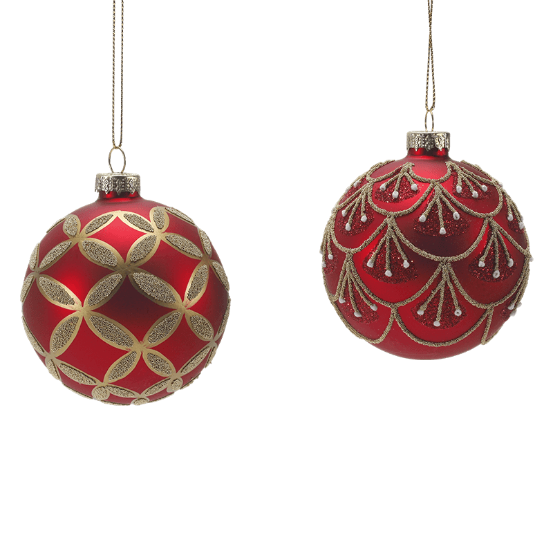 8*8*8 m Hand-Pinted Glitter Glass Christmas Bauble