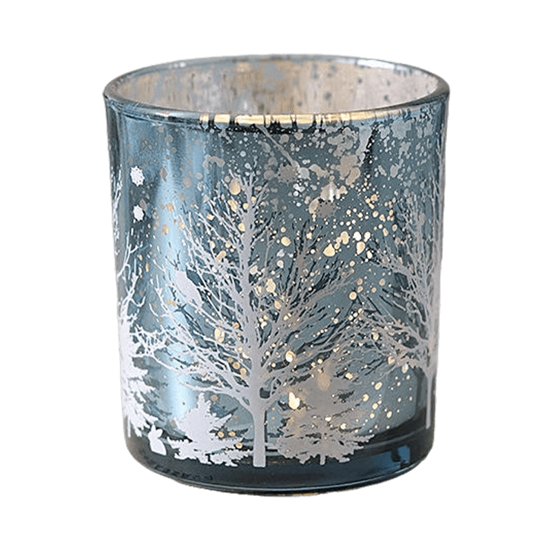 8 * 9cm Electroplated Sculptile Glass Candlestick Holder Calicem Festive Decor Edition