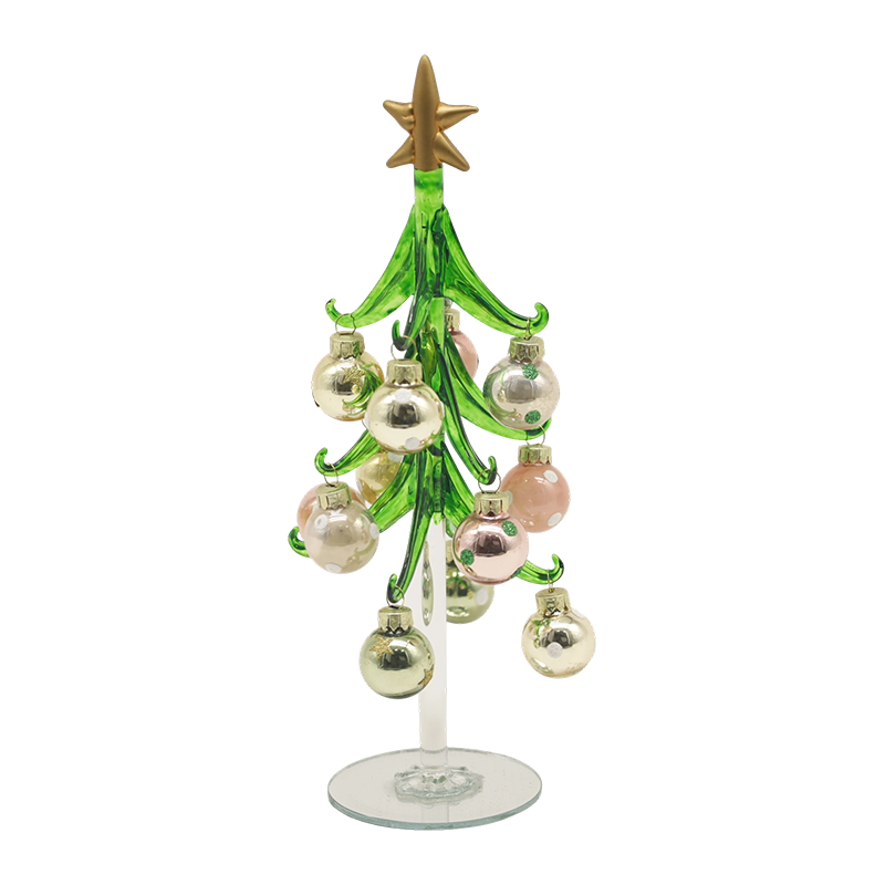 10×25 cm & 10×30 cm Arbor Nativitatis Vitri Festivi Ornata cum Globis Decorative Options