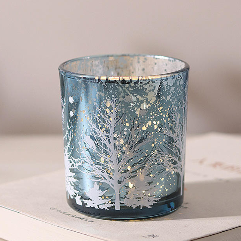 8 * 9cm Electroplated Sculptile Glass Candlestick Holder Calicem Festive Decor Edition