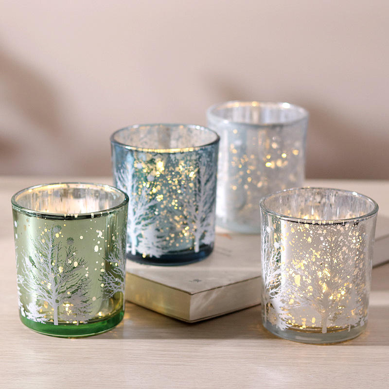 8 * 9cm Electroplated Sculptile Glass Candlestick Holder Calicem Festive Decor Edition