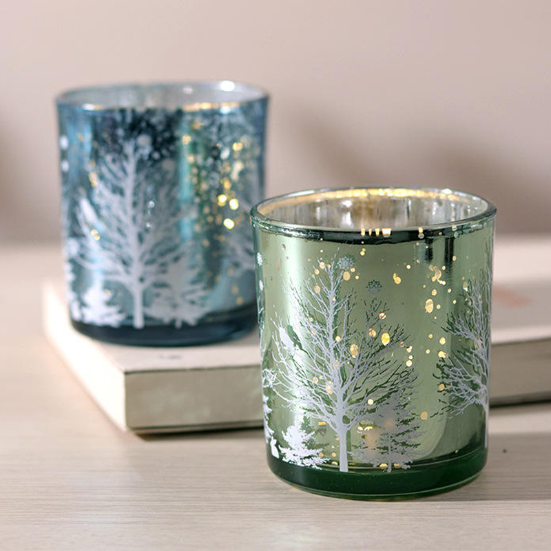 8 * 9cm Electroplated Sculptile Glass Candlestick Holder Calicem Festive Decor Edition
