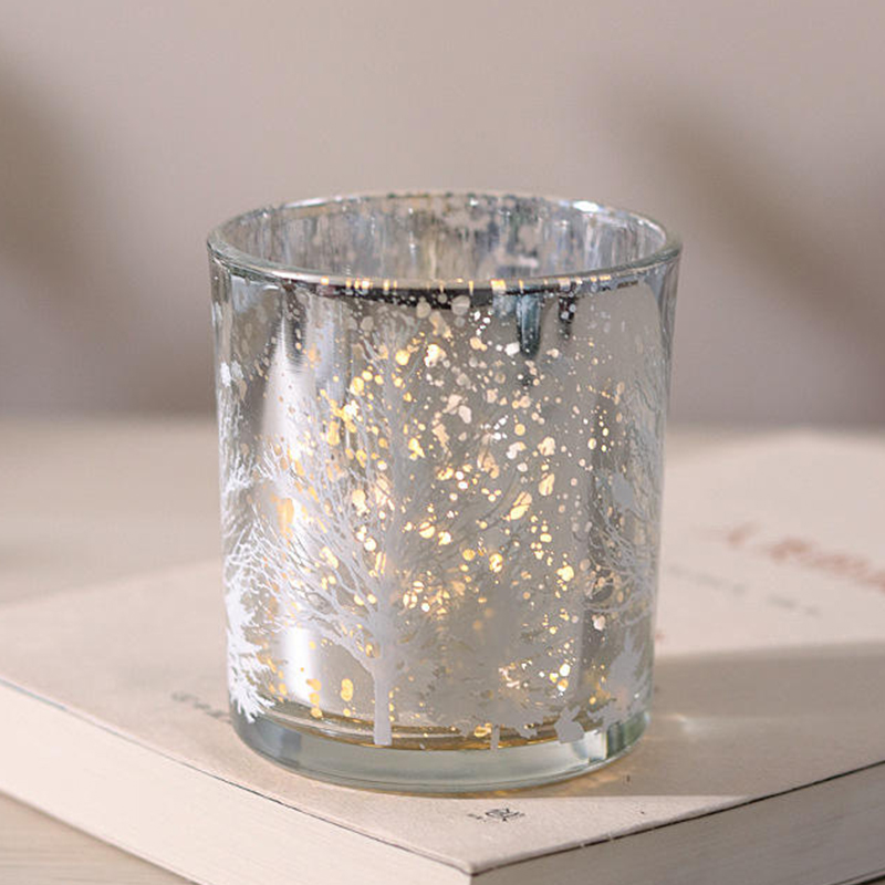 8 * 9cm Electroplated Sculptile Glass Candlestick Holder Calicem Festive Decor Edition