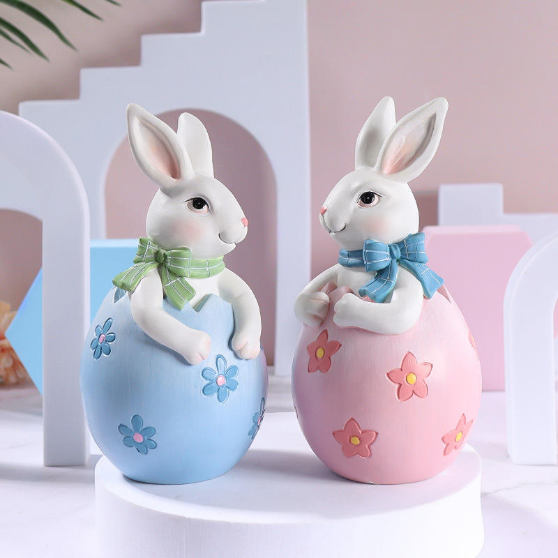 8* 16cm Resina Paschae Bunny Figurine Decor Set