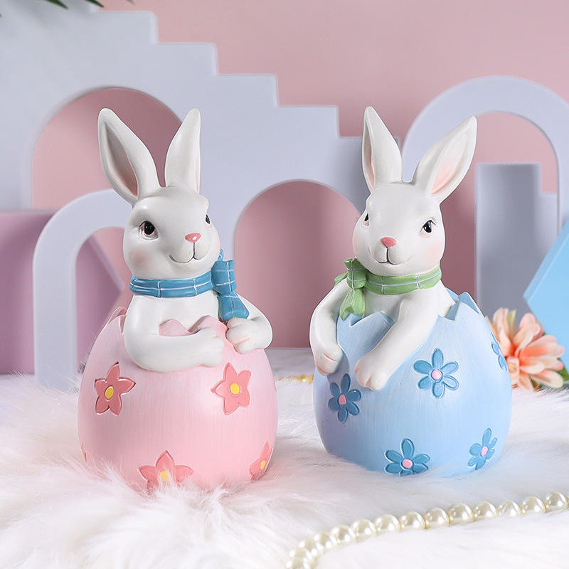 8* 16cm Resina Paschae Bunny Figurine Decor Set
