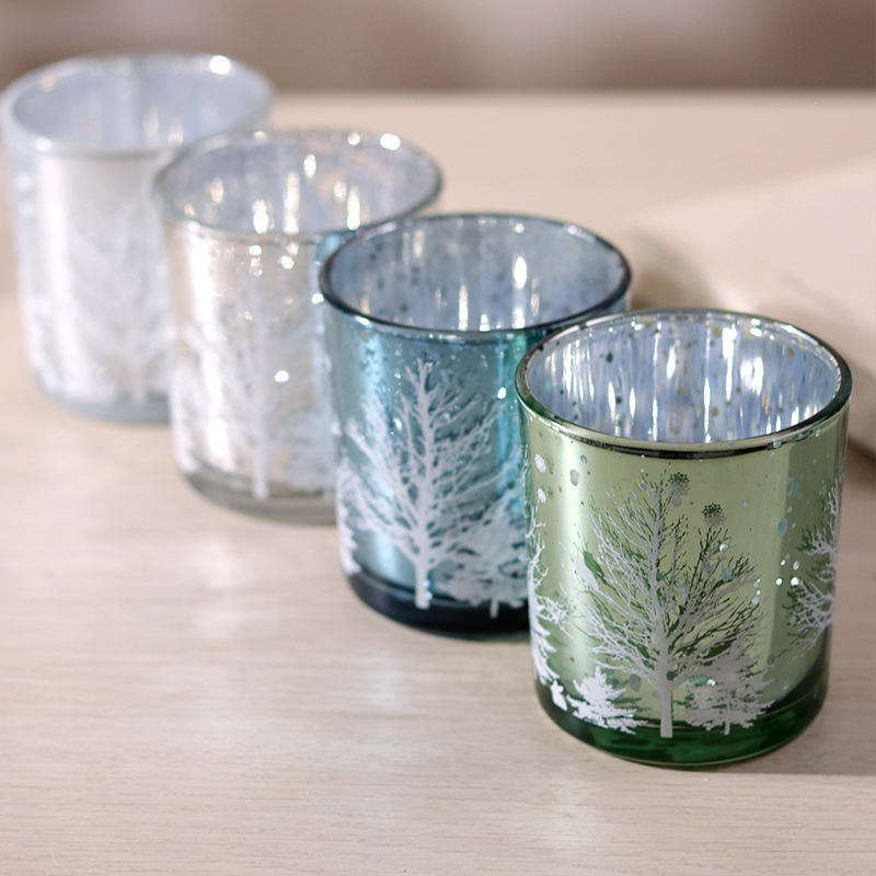 8 * 9cm Electroplated Sculptile Glass Candlestick Holder Calicem Festive Decor Edition