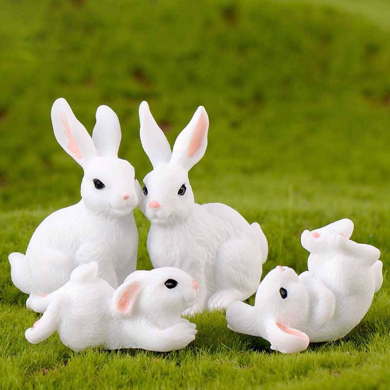 8cm Resina Paschae Bunny Figurine Decor Set
