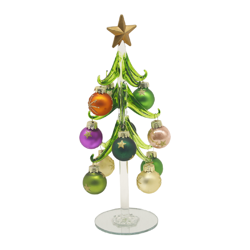 10×25 cm & 10×30 cm Arbor Nativitatis Vitri Festivi Ornata cum Globis Decorative Options