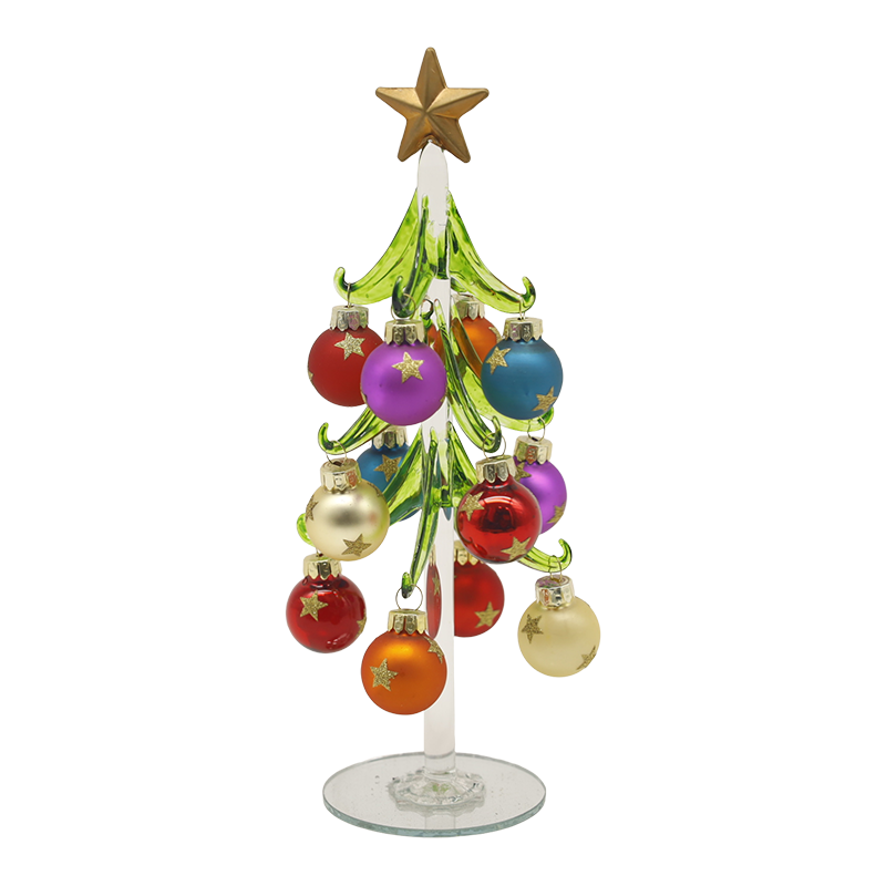 10×25 cm & 10×30 cm Arbor Nativitatis Vitri Festivi Ornata cum Globis Decorative Options