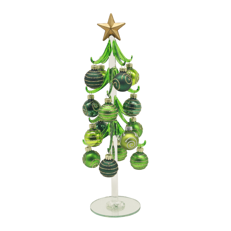 10×25 cm & 10×30 cm Arbor Nativitatis Vitri Festivi Ornata cum Globis Decorative Options